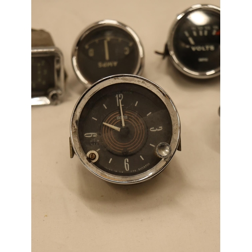 161 - FIVE VINTAGE CAR CLOCKS/GAUGES