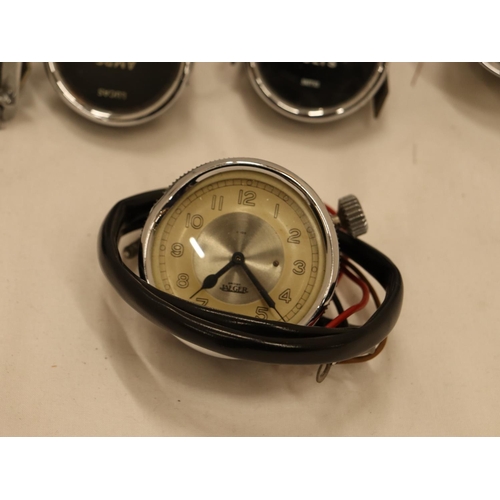 161 - FIVE VINTAGE CAR CLOCKS/GAUGES