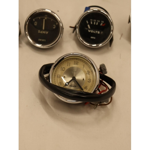 161 - FIVE VINTAGE CAR CLOCKS/GAUGES