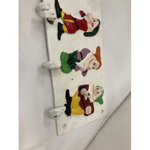 170 - A HEAVY CAST HAND PAINTED 'SEVEN DWARFS' COAT RACK