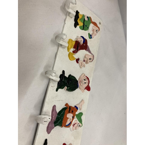 170 - A HEAVY CAST HAND PAINTED 'SEVEN DWARFS' COAT RACK