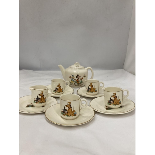 186 - A BESWICK MICKEY MOUSE AND DISNEY CHILD'S TEASET