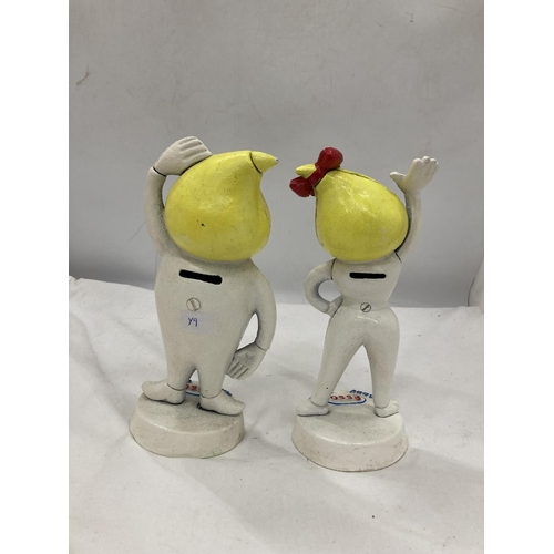 202 - A PAIR OF CAST ESSO MR AND MRS DRIP FIGURES, HEIGHT 24CM