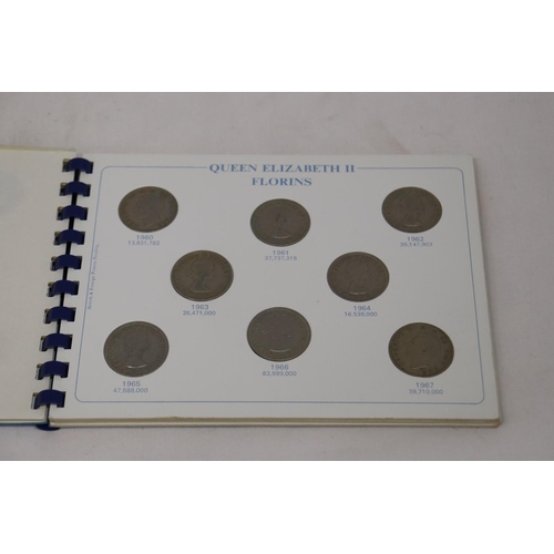 250 - A QUEEN ELIZABETH 11 1953 - 1967, SANDHILL COIN FOLDER CONTAINING A QUANTITY OF CROWNS AND FLORINS