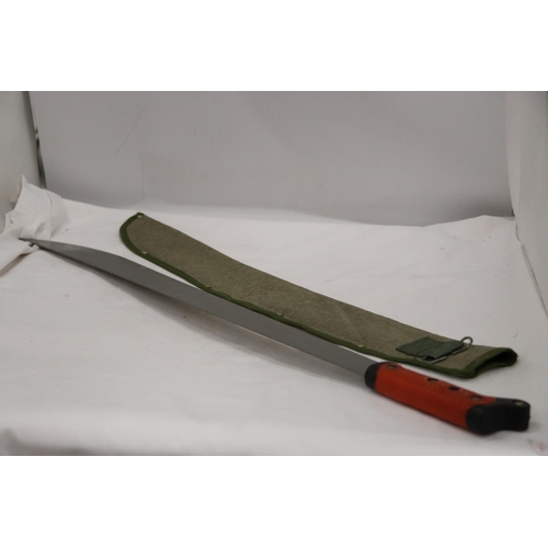 254 - A MACHETE IN A CLOTH SHEATH