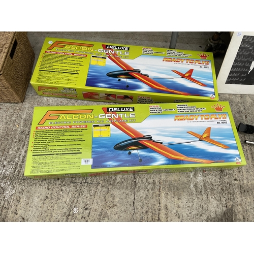 1621 - TWO BOXED DELUXE FALCON GENTLE ELECTRIC POWERED R/C AIRPLANE KITS