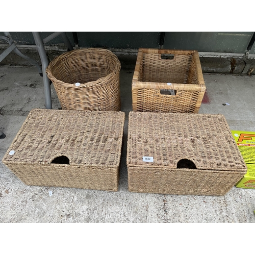 1622 - FOUR VARIOUS WICKER BASKETS