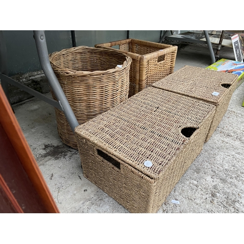 1622 - FOUR VARIOUS WICKER BASKETS