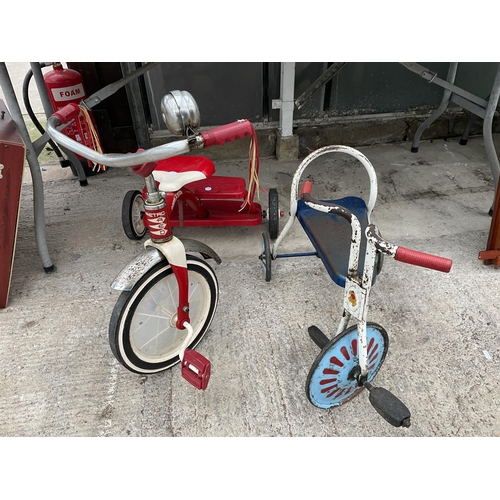 1626 - TWO VINTAGE METAL CHILDRENS TRIKES