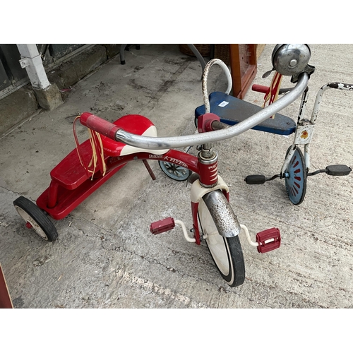 1626 - TWO VINTAGE METAL CHILDRENS TRIKES