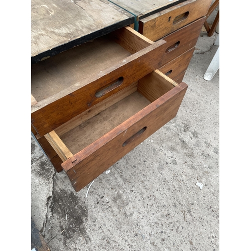 1663 - A PAIR OF VINTAGE WOODEN WORKSHOP STORAGE DRAWERS