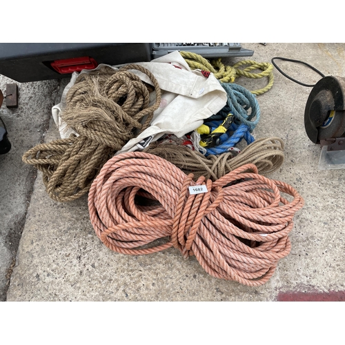 1682 - A LARGE ASSORTMENT OF ROPE