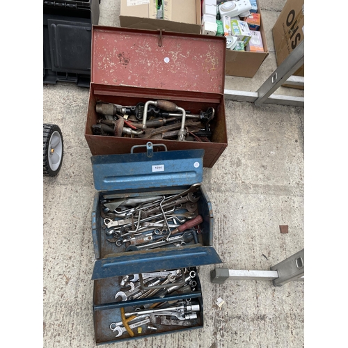 1694 - TWO TOOL BOXES WITH A LARGE ASSORTMENT OF SPANNERS