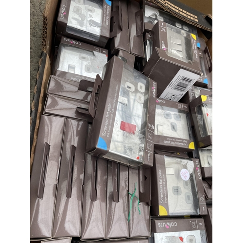 1699 - A BOX OF AS NEW, CHROME WALL SOCKETS AND SWITCHES