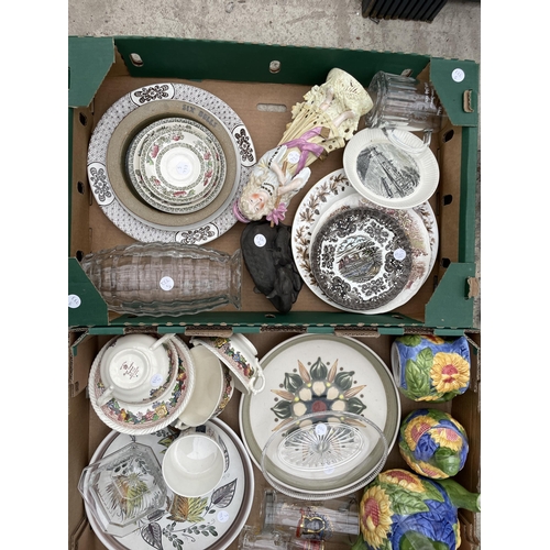 1703 - THREE BOXES OF CERAMICS AND GLASS VASES TO INCLUDE COLLECTORS PLATES, ETC