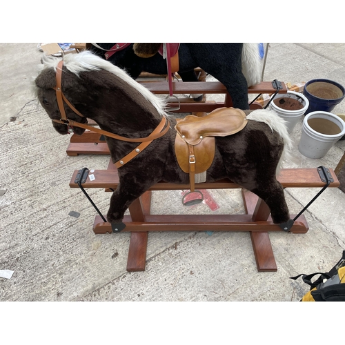 1705 - A VINTAGE BROWN AND WHITE CHILDRENS ROCKING HORSE