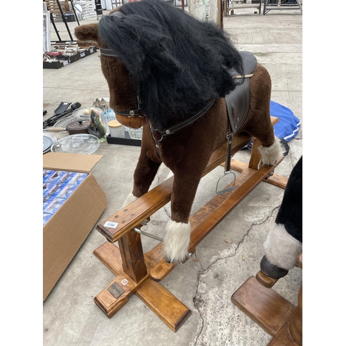 1708 - A VINTAGE MJMARK BROWN AND WHITE ROCKING HORSE