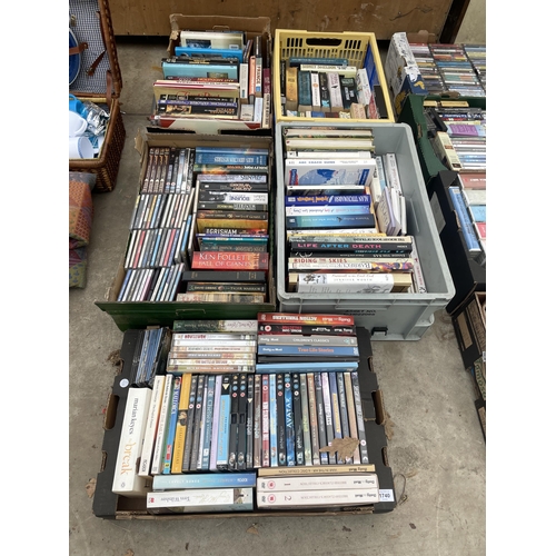 1740 - A LARGE ASSORTMENT OF BOOKS AND DVDS ETC