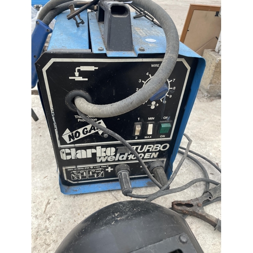 1812 - A CLARKE TURBO WELD 100EN MIG WELDER COMPLETE WITH MASK