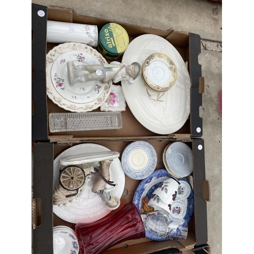 1853 - THREE BOXES OF VARIOUS CERAMIC ITEMS TO INCLUDE PLATES, CUPS, ETC