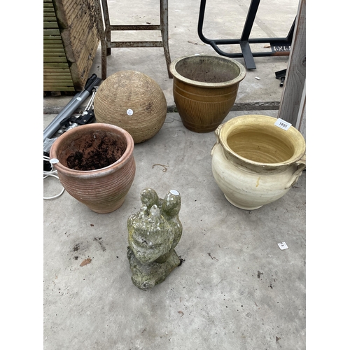 1855 - FIVE VARIOUS GARDEN PLANTERS AND CONCRETE ORNAMENTS