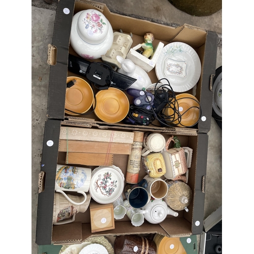 1857 - THREE BOXES OF VARIOUS CERAMIC ITEMS TO INCLUDE PLATES, CUPS, ETC