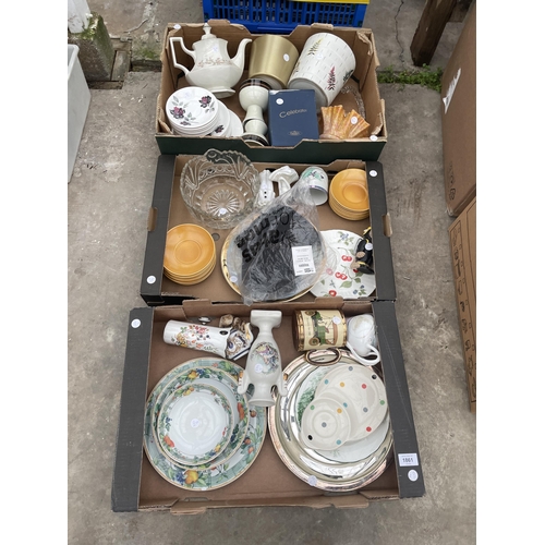 1861 - THREE BOXES OF VARIOUS CERAMIC ITEMS TO INCLUDE PLATES, CUPS, ETC