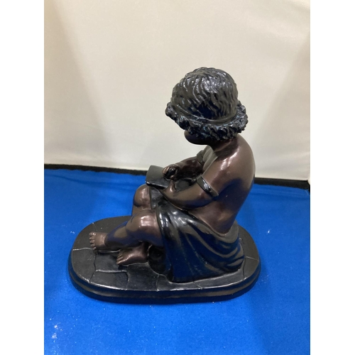 10 - A BRONZED FIGURE OF A YOUNG GIRL