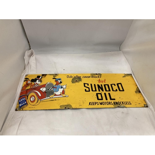 18 - AN ENAMEL DISNEY SUNOCO OIL SIGN