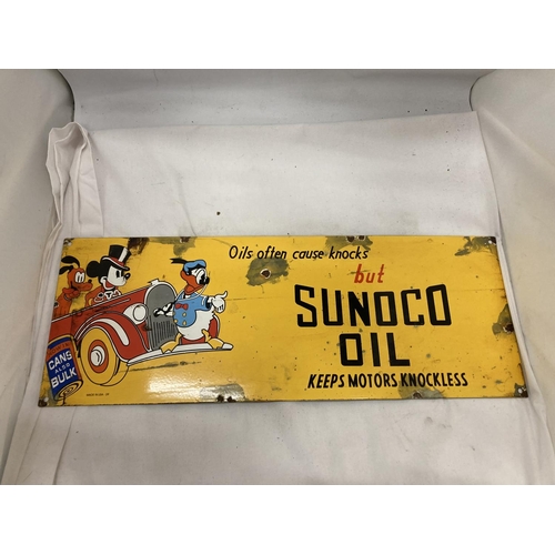 18 - AN ENAMEL DISNEY SUNOCO OIL SIGN