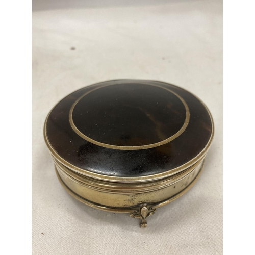 20 - A HALLMARKED BIRMINGHAM SILVER AND TORTOISE SHELL LIDDED POT