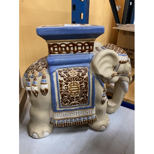 37 - A LARGE CERAMIC ELEPHANT STAND/SEAT