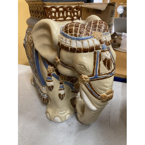 37 - A LARGE CERAMIC ELEPHANT STAND/SEAT