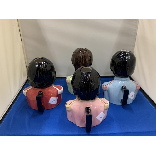 6 - A SET OF FOUR BAIRSTOW LIMITED EDITION NO.551 BEATLE TOBY JUGS - PAUL MCCARTNEY, RINGO STARR, JOHN L... 