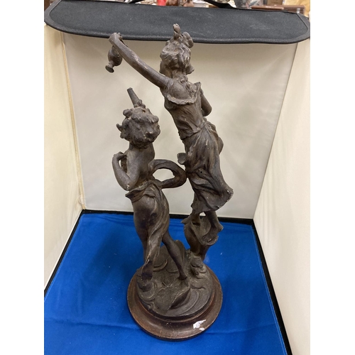 810 - A VINTAGE TALL HEAVY FRENCH SPELTER FIGURE 'BACCHANALE', HEIGHT 41CM