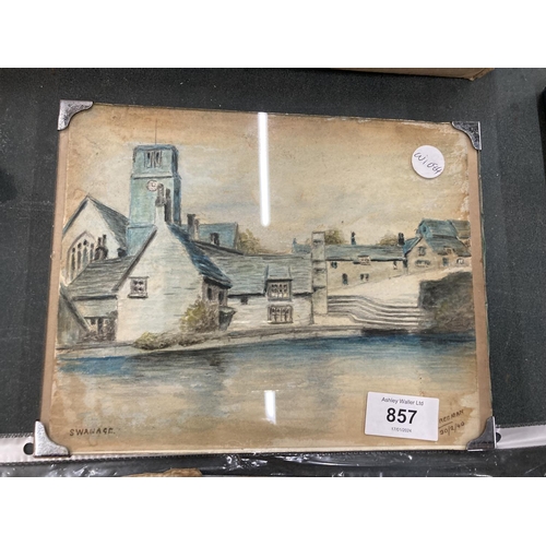 857 - A 1920'S SIGNED WATERCOLOUR, 'SWANAGE', 23CM X 18CM