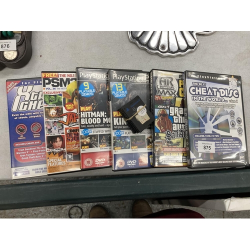 875 - A QUANTITY OF PLAYSTATION 2 GAMES FROM MAGAZINES PLUS 3 PLAYSTATION 2 8MB MEMORY CARDS