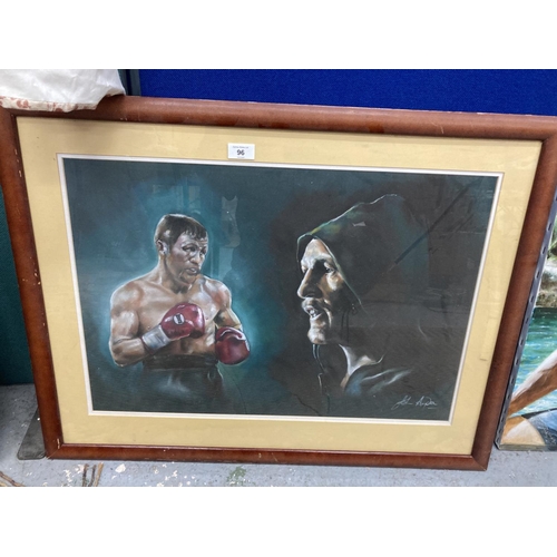 96 - A FRAMED & SIGNED JOHN AYDO PAINTING OF STEVE COLLINS