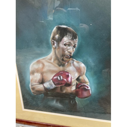 96 - A FRAMED & SIGNED JOHN AYDO PAINTING OF STEVE COLLINS