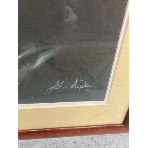 96 - A FRAMED & SIGNED JOHN AYDO PAINTING OF STEVE COLLINS