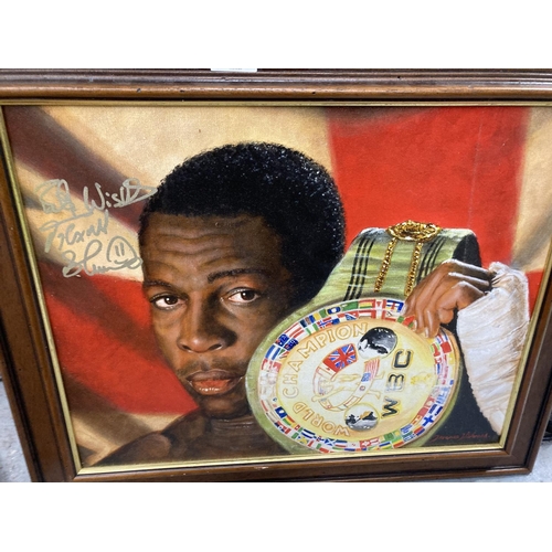 99 - A FRAMED OIL PAINTING OF FRANK BRUNO WITH W.B.C BELT, SIGNED