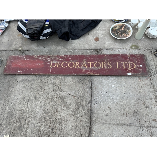 1977 - A VINTAGE WOODEN 'DECORATORS LTD' SIGN (L:167CM)