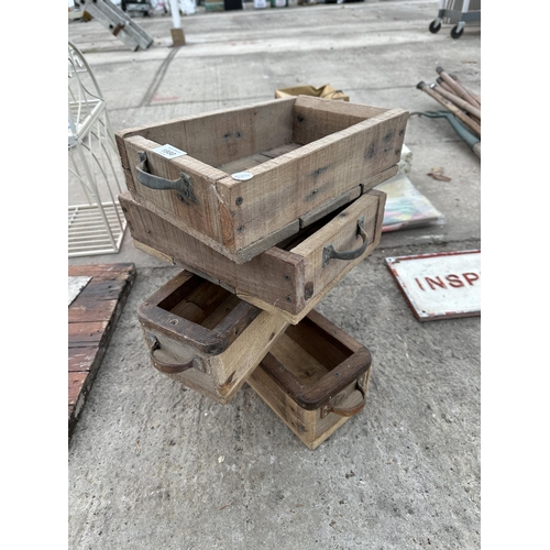 1980 - FOUR VINTAGE WOODEN DISPLAY BOXES