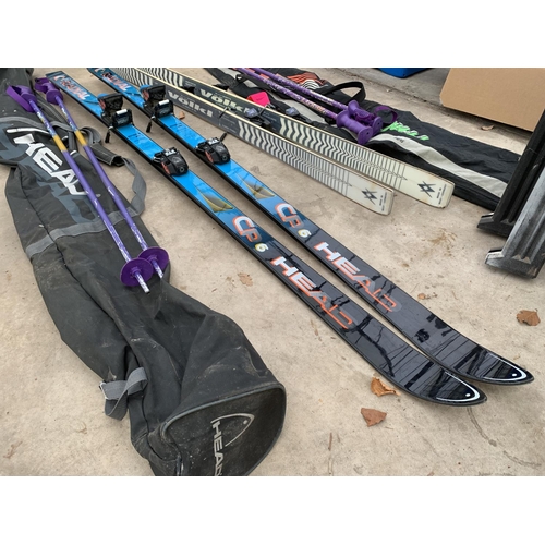 1882 - TWO SETS OF SKI'S COMPLETE WITH CARRY CASES