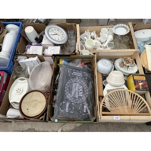 2330 - AN ASSORTMENT OF HOUSEHOLD CLEARANCE ITEMS TO INCLUDE CERAMICS AND GLASS WARE ETC