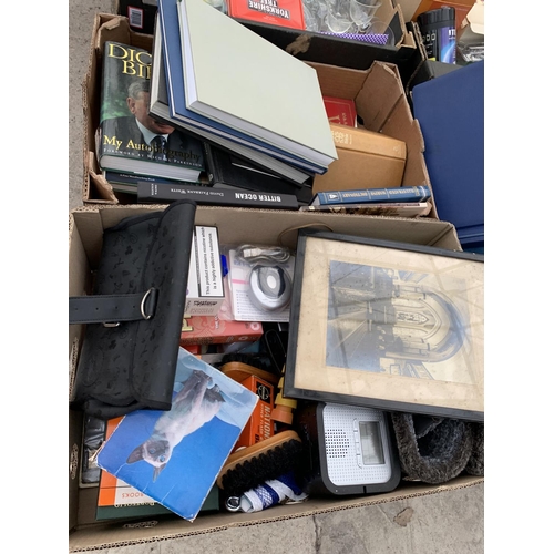 2334 - AN ASSORTMENT OF HOUSEHOLD CLEARANCE ITEMS TO INCLUDE GKLASS WARE AND BOOKS ETC