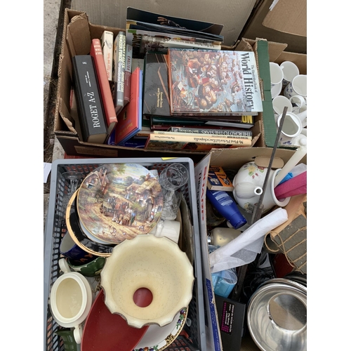 2335 - AN ASSORTMENT OF HOUSEHOLD CLEARANCE ITEMS TO INCLUDE CERAMICS AND BOOKS ETC