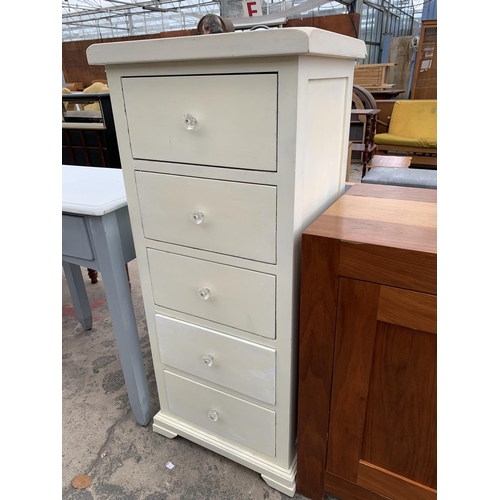 2955 - A MODERN PAINTED CHEST OF FIVE DRAWERS, 20