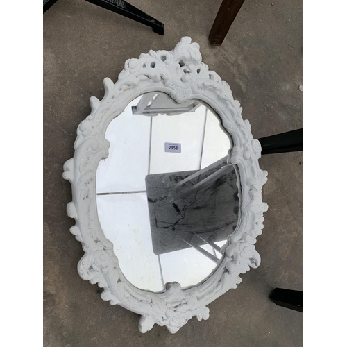 2958 - A VICTORIAN STYLE PLASTER WALL MIRROR, 25 X 18