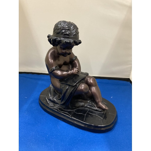 10 - A BRONZED FIGURE OF A YOUNG GIRL